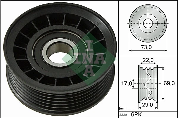 Deflection/Guide Pulley, V-ribbed belt